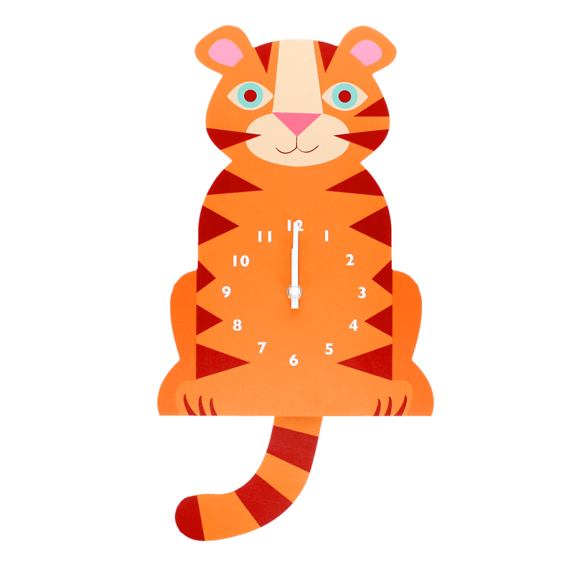Rex London Wooden Wall Clock With Pendulum - Tiger