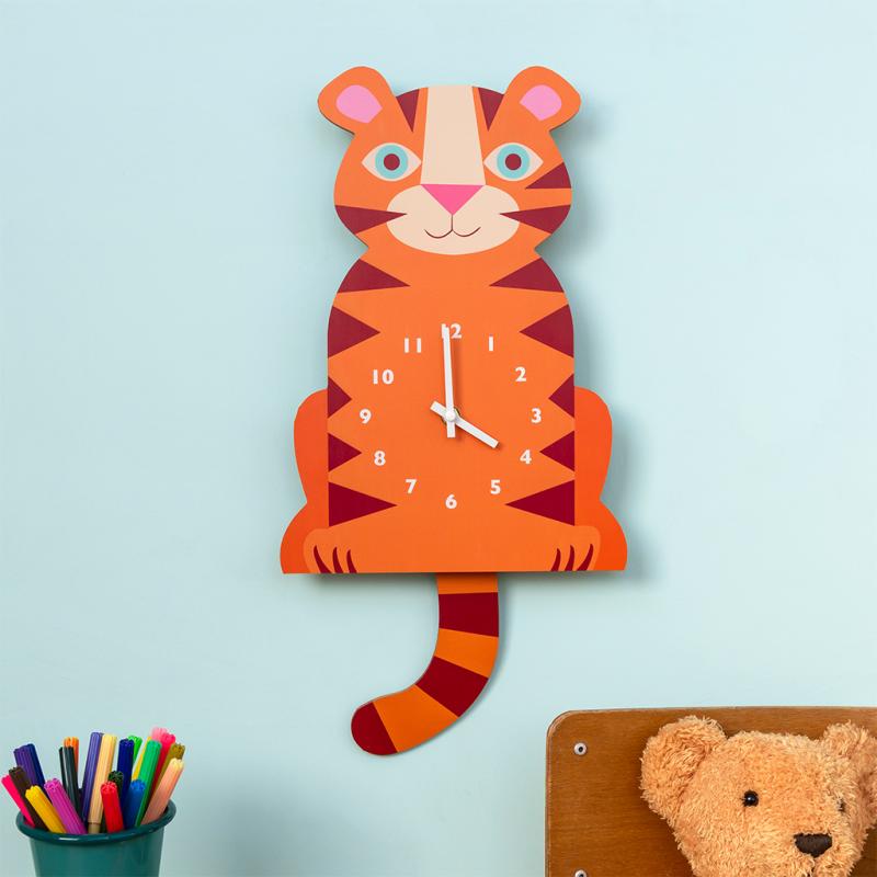 rex london Wooden wall clock with pendulum - Tiger