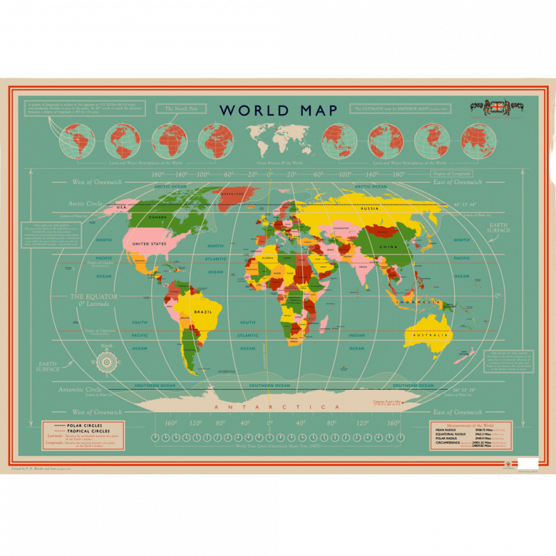 Rex London Wrapping Paper Sheets - World Map