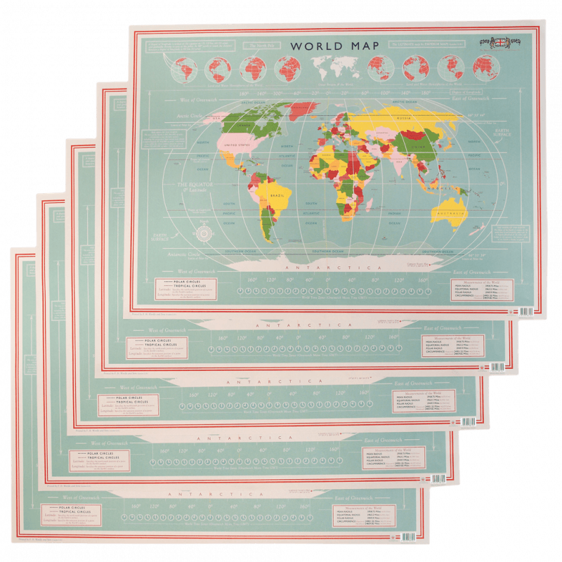 Rex London Wrapping Paper Sheets - World Map