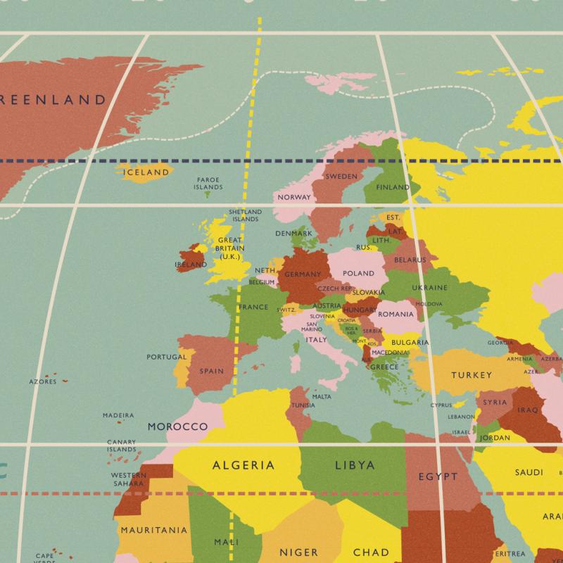 Rex London Wrapping Paper Sheets - World Map