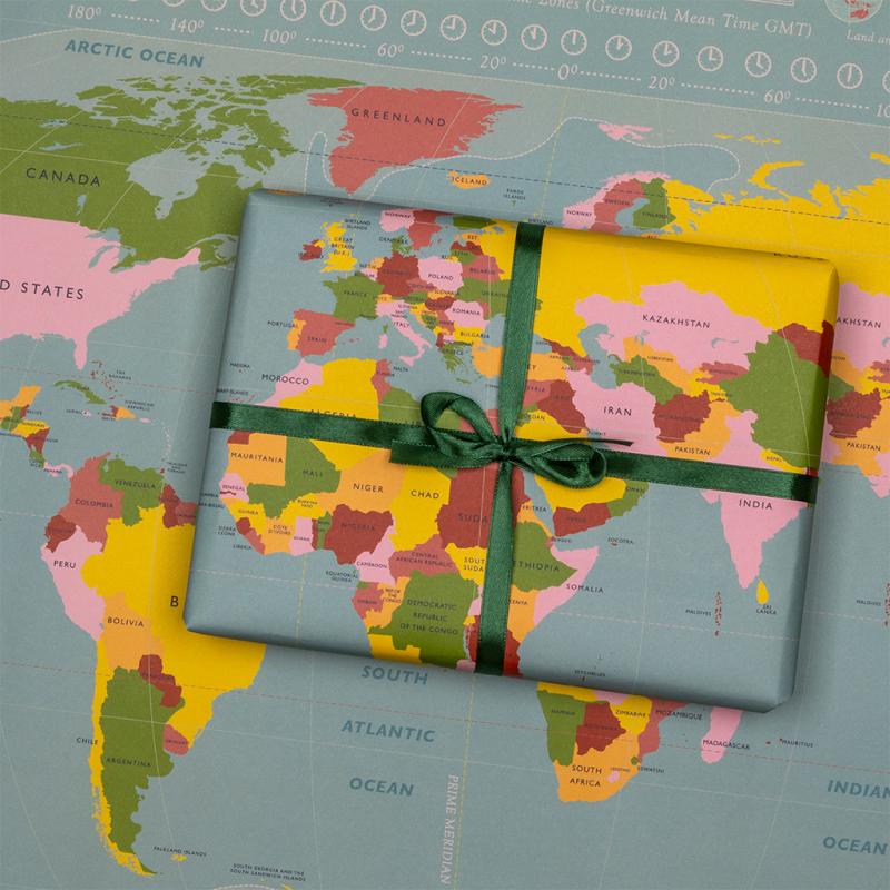 rex london Wrapping paper sheets - World Map