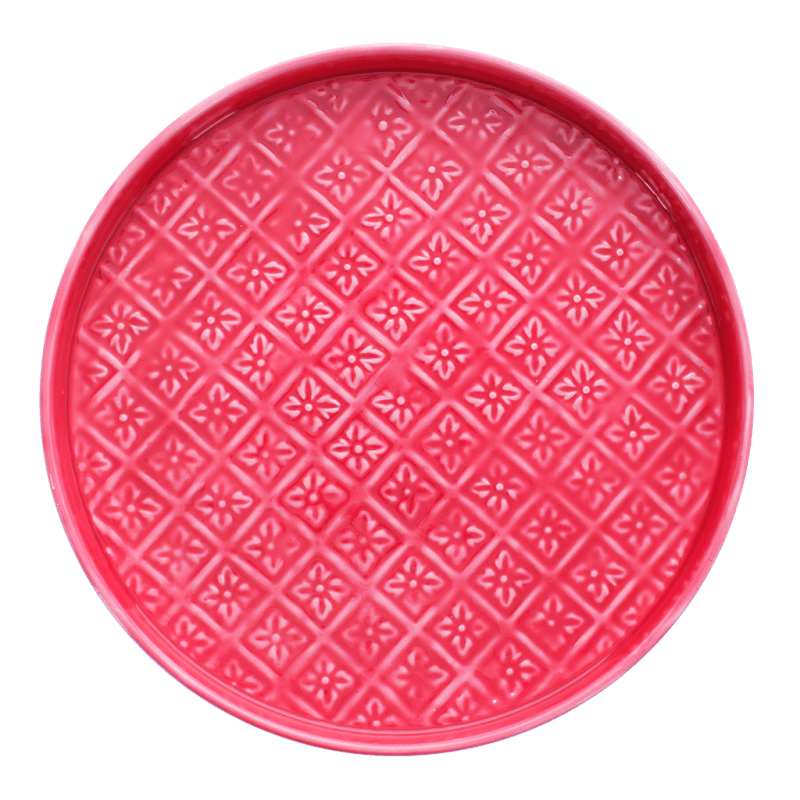 rex london Round enamel trinket tray (30cm) - Vibrant pink