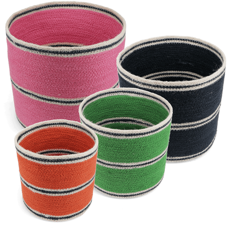 Rex London Round Jute Storage Baskets (set Of 4) - Multi-colour