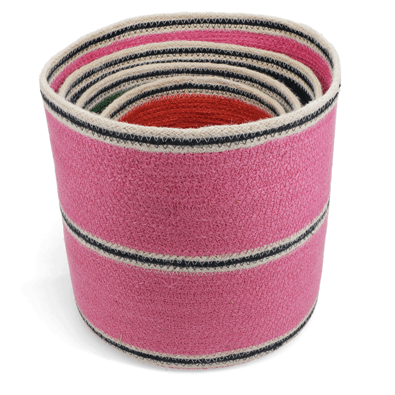 Rex London Round Jute Storage Baskets (set Of 4) - Multi-colour