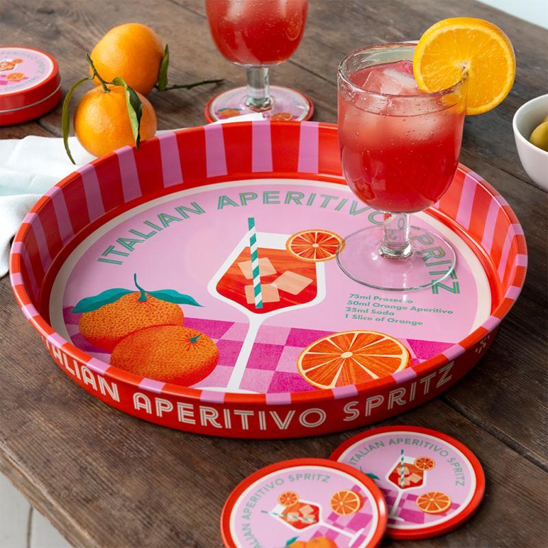 rex london Round metal serving tray - Aperitivo Spritz