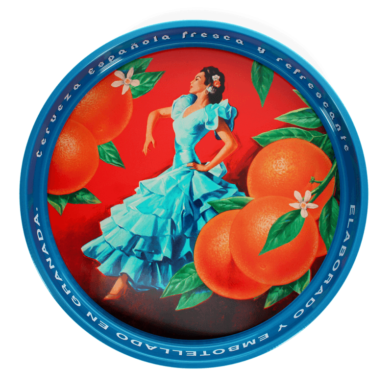 Rex London Round Metal Serving Tray - Cerveza Española