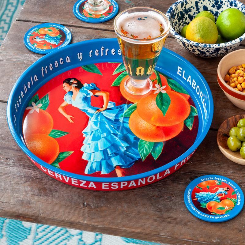 rex london Round metal serving tray - Cerveza Española