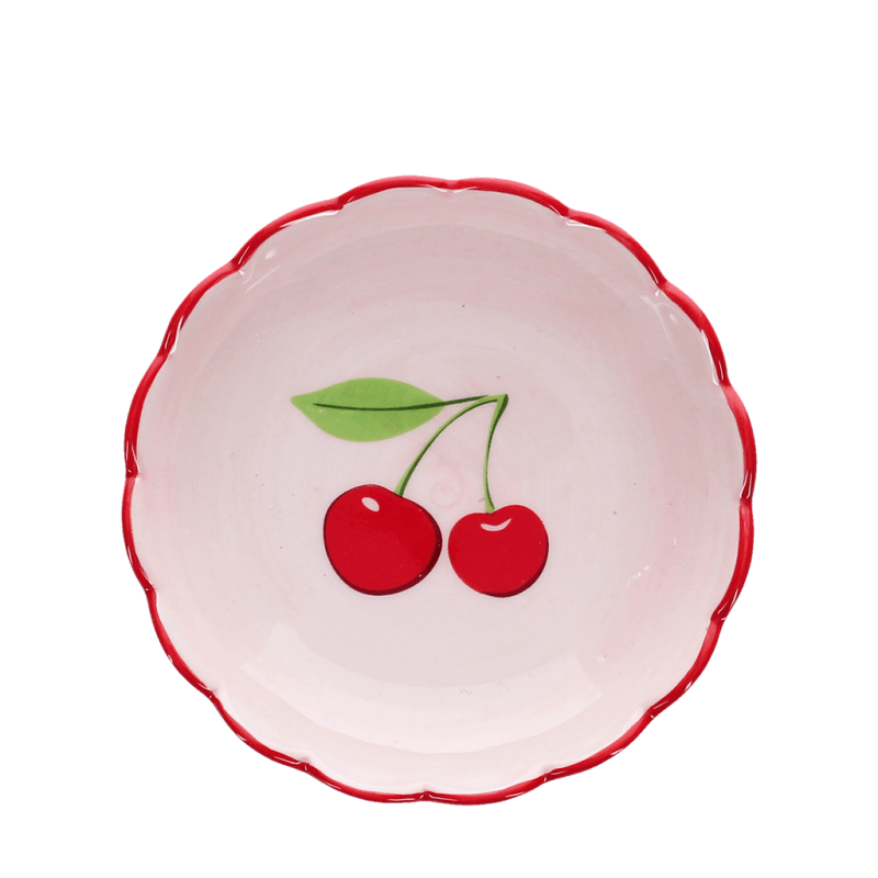Rex London Scalloped Ceramic Trinket Dish (12cm) - Cherry