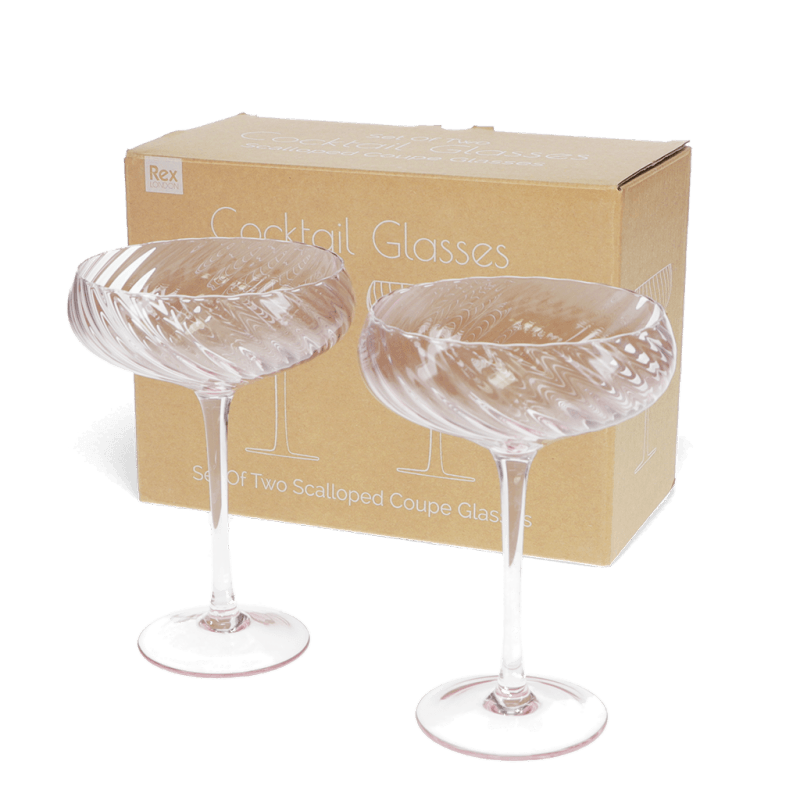rex London Scalloped Coupe Cocktail Glasses 250ml (set Of 2) - Pink