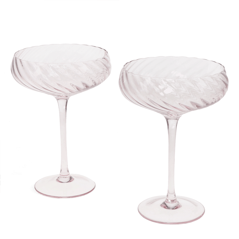 rex London Scalloped Coupe Cocktail Glasses 250ml (set Of 2) - Pink