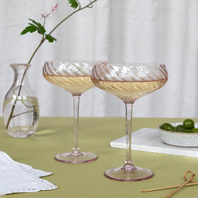 rex london Scalloped coupe cocktail glasses 250ml (set of 2) - Pink