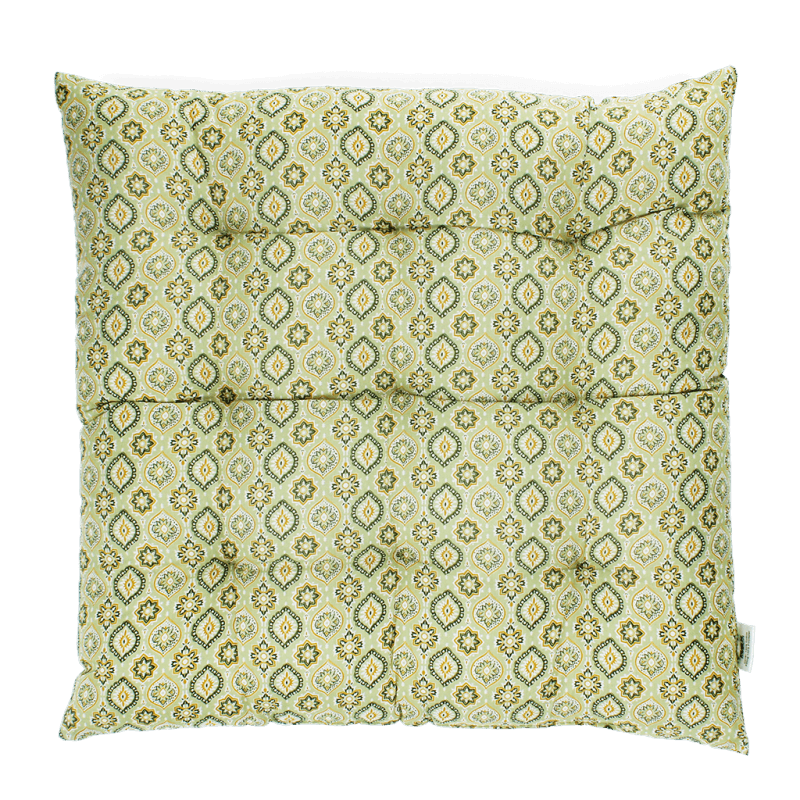 Rex London Seat Pad Cushion (37x37cm) - Green Blockprint
