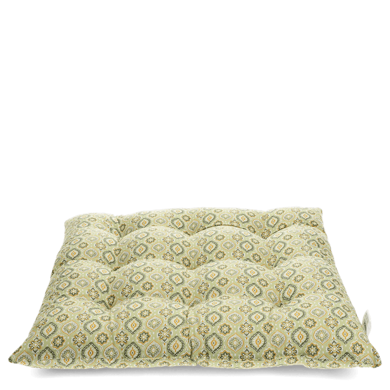 Rex London Seat Pad Cushion (37x37cm) - Green Blockprint
