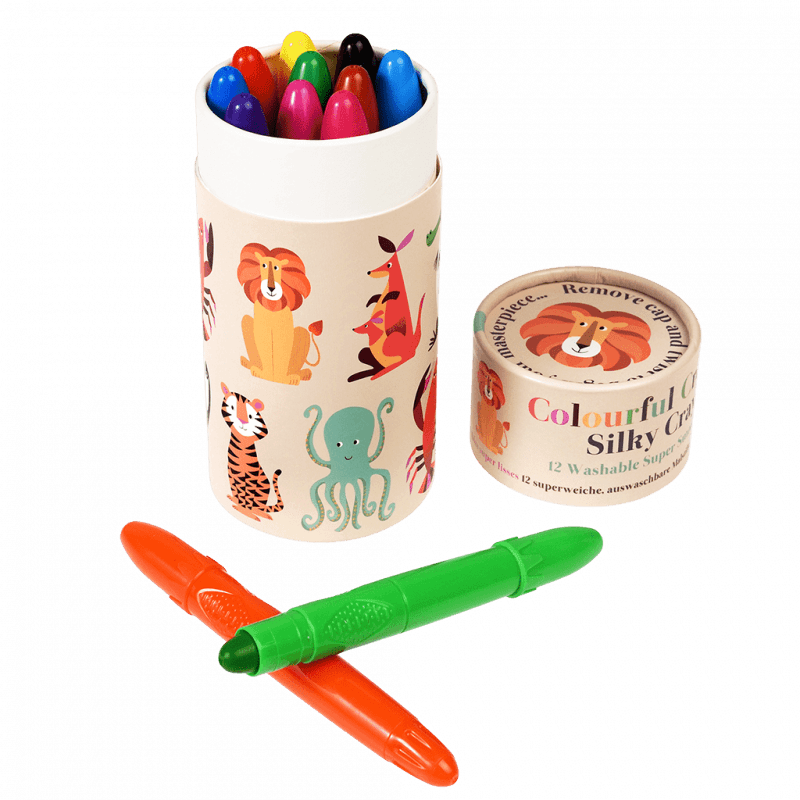 Rex London Silky Crayons (set Of 12) - Colourful Creatures