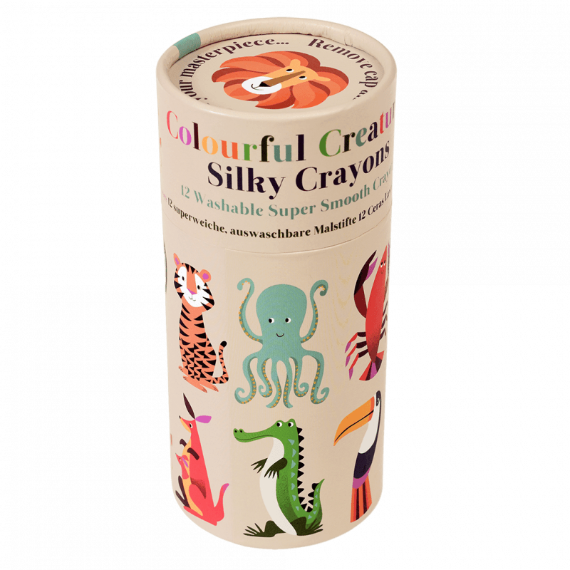 Rex London Silky Crayons (set Of 12) - Colourful Creatures