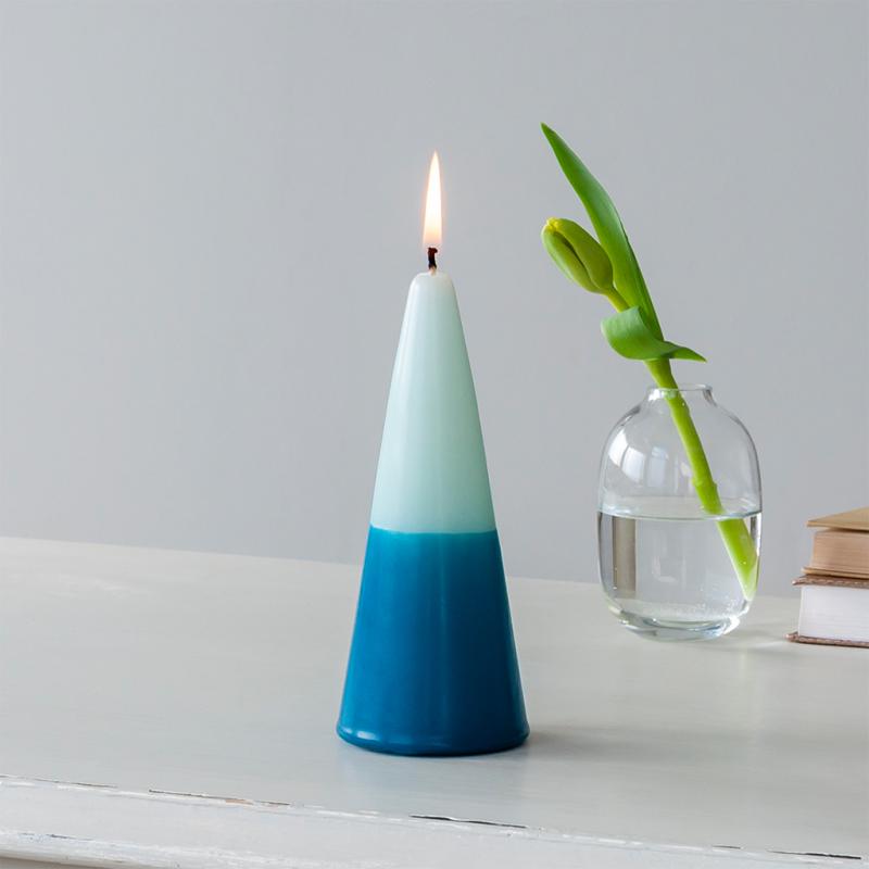 rex london Small two-colour cone candle - Dark blue-mint green