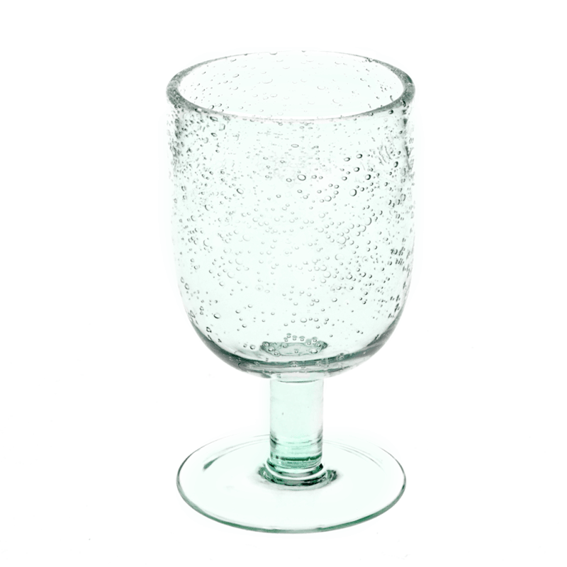 Rex London Stemmed Hand Blown Bubble Glass 350ml - Blue