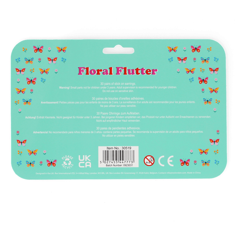 Rex London Stick On Earrings (30 Pairs) - Floral Flutter