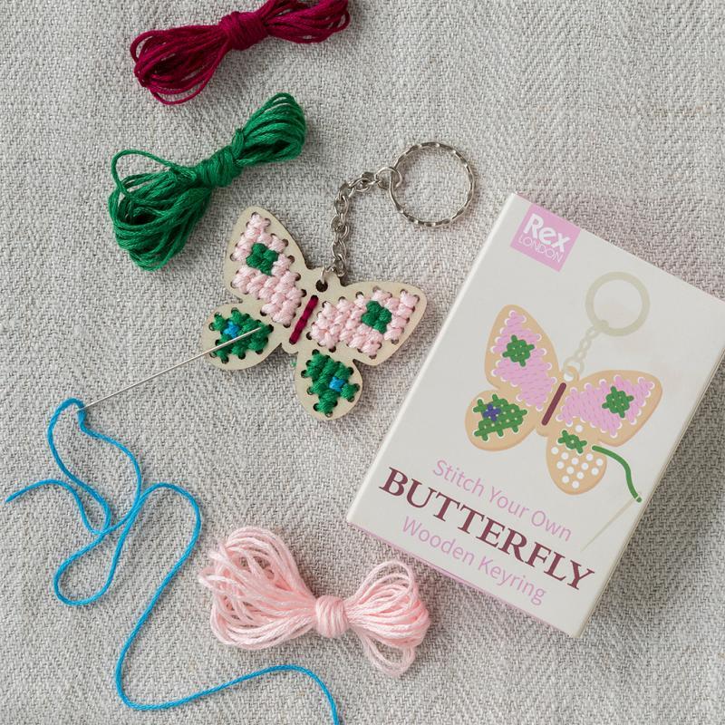 rex london Stitch your own wooden keyring - Butterfly