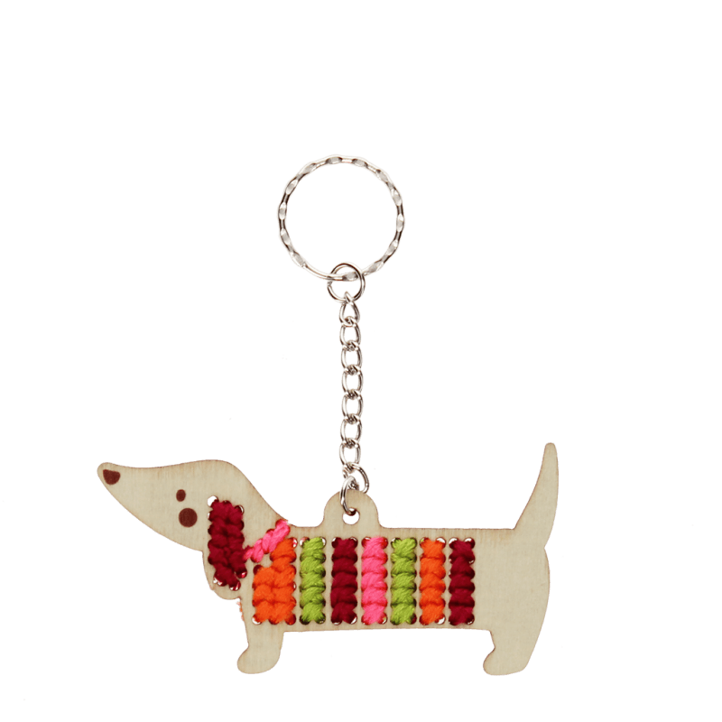 Rex London Stitch Your Own Wooden Keyring - Sausage Dog