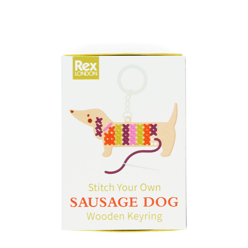 Rex London Stitch Your Own Wooden Keyring - Sausage Dog