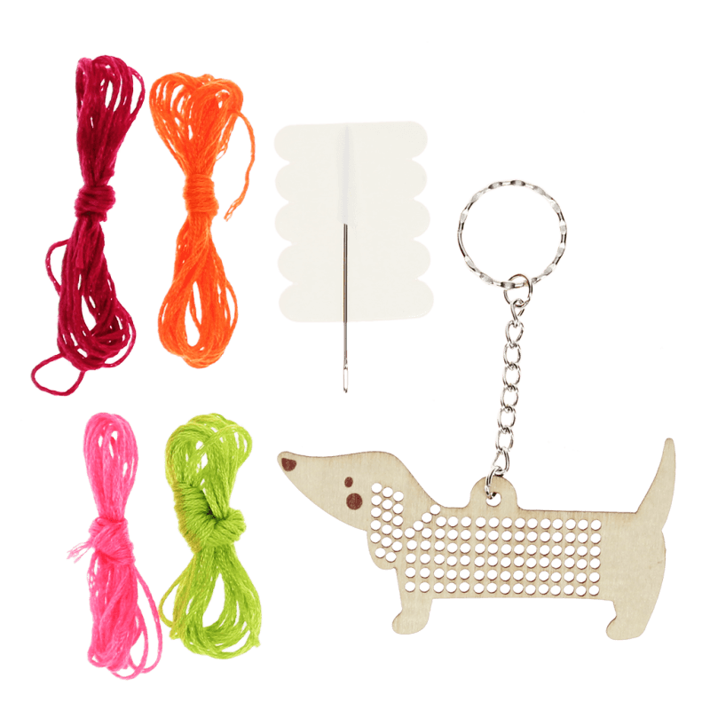 Rex London Stitch Your Own Wooden Keyring - Sausage Dog
