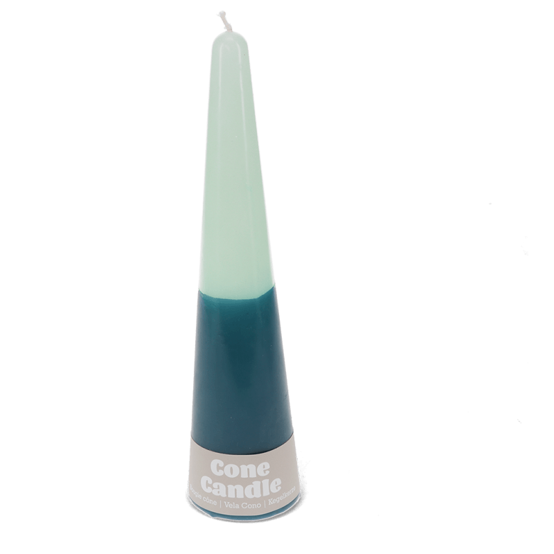Rex London Tall Two-colour Cone Candle - Dark Blue-mint Green