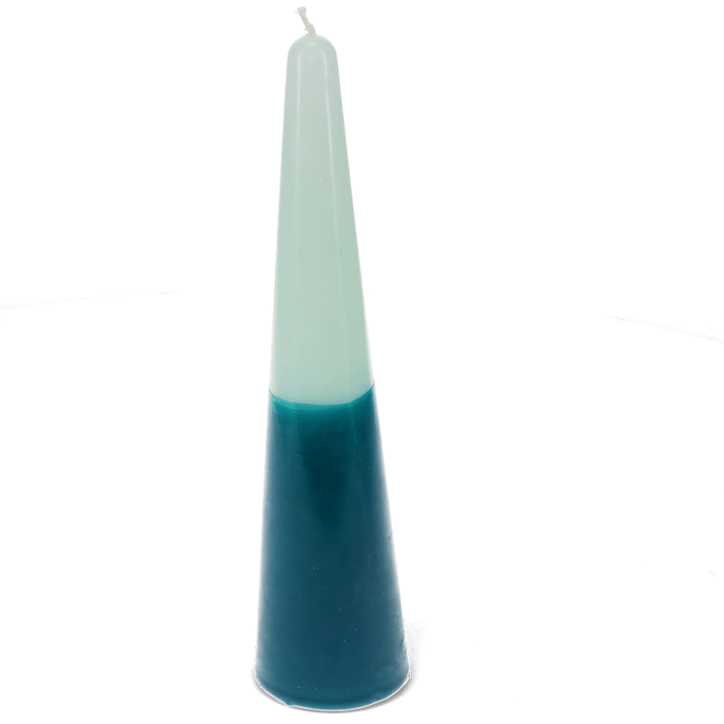 Rex London Tall Two-colour Cone Candle - Dark Blue-mint Green