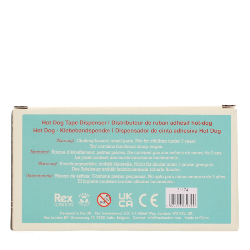 Rex London Tape Dispenser With Roll Of Tape - Hot Dog