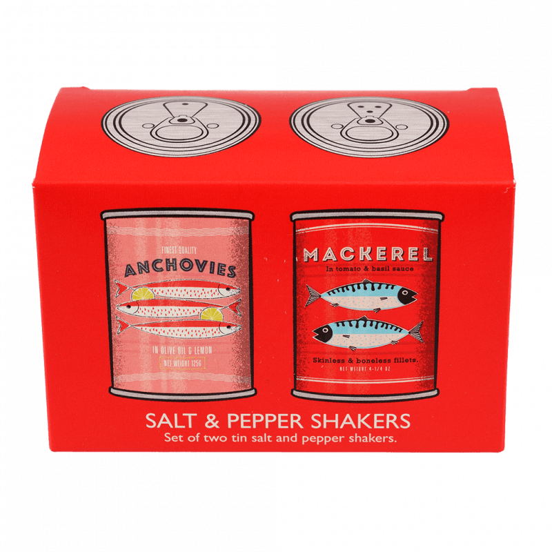Rex London Tin Salt And Pepper Shakers - Fish MACKEREL & ANCHOVIES