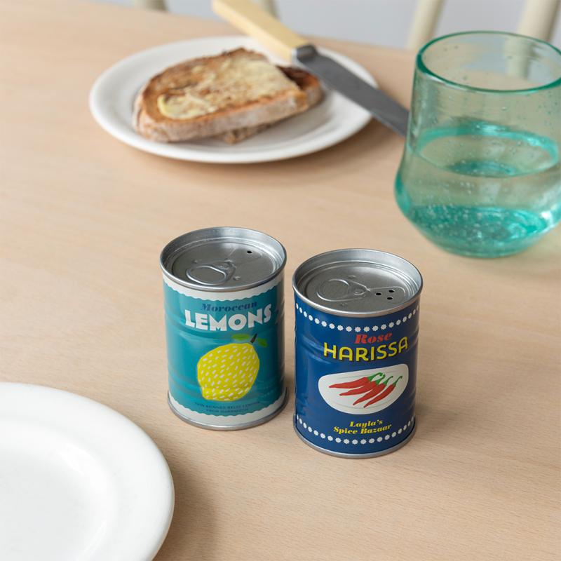 rex london Tin salt and pepper shakers - LEMONS & HARISSA