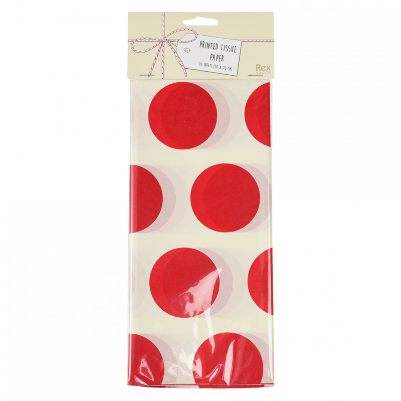 Rex London Tissue Paper (10 Sheets) - Spotlight Red On White