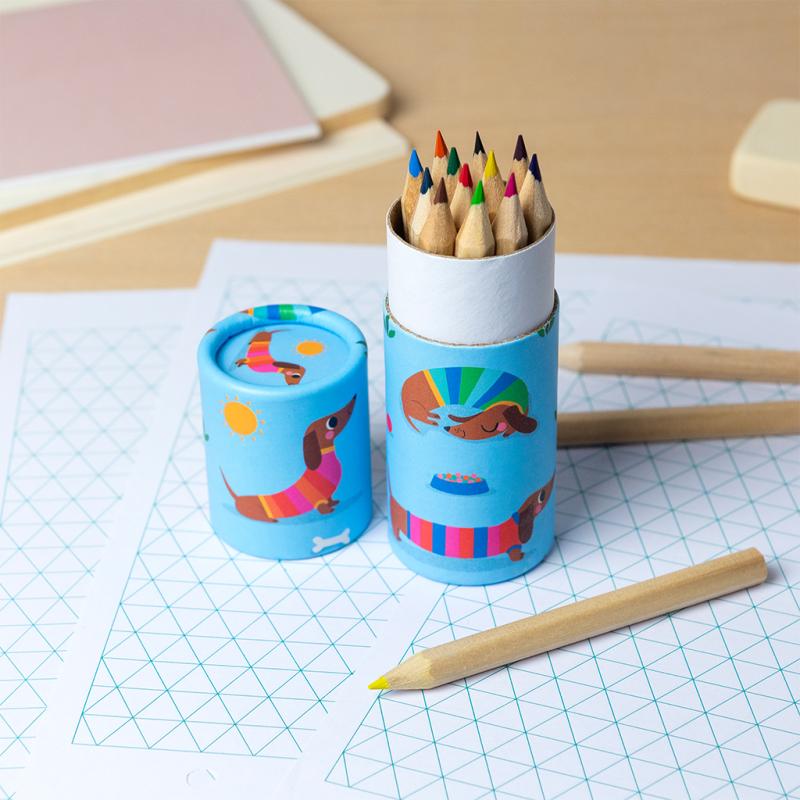 rex london Tube of colouring pencils - Sunny Sausage Dog