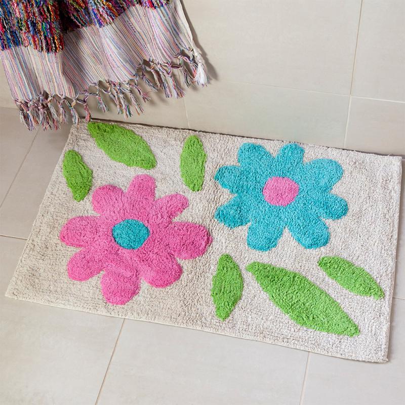 rex london Tufted cotton bath mat - Green and pink flowers