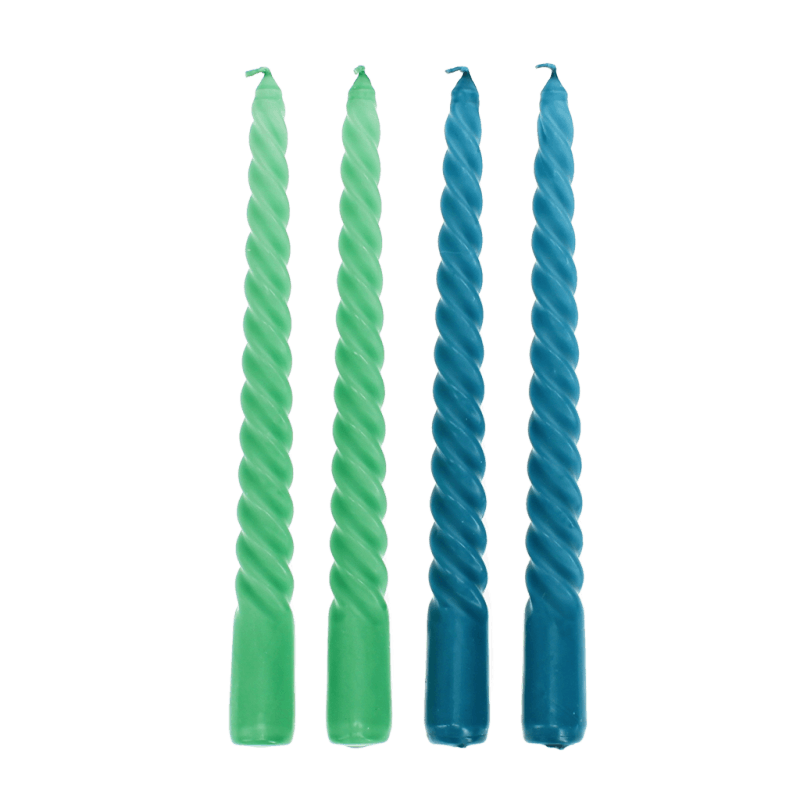 Rex London Twisted Candles (pack Of 4) - Green And Blue
