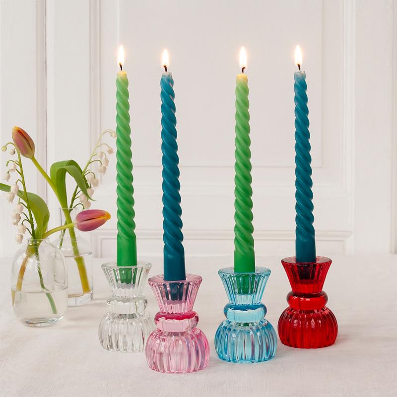 Rex London Twisted Candles (pack Of 4) - Green And Blue