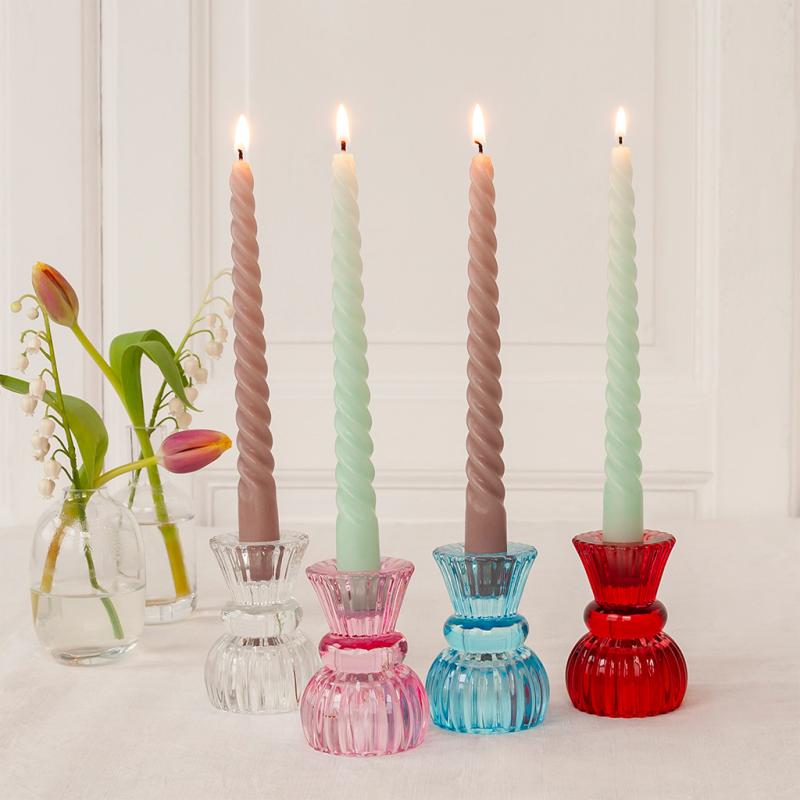 rex london Twisted candles (pack of 4) - Mint green and taupe