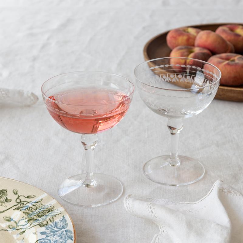 rex london Vintage etched coupe glasses 200ml (set of 2) - Clear