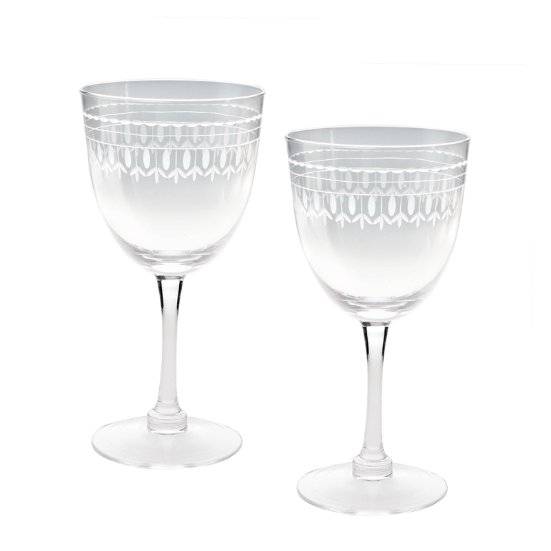 Rex London Vintage Etched Wine Glasses 250ml (set Of 2) - Clear