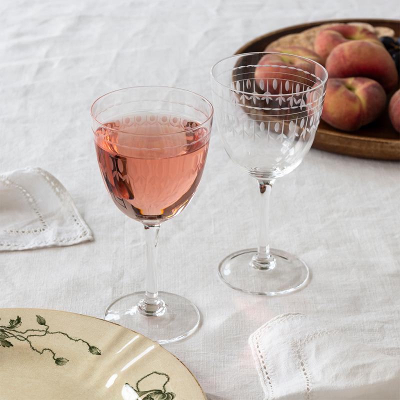 rex london Vintage etched wine glasses 250ml (set of 2) - Clear