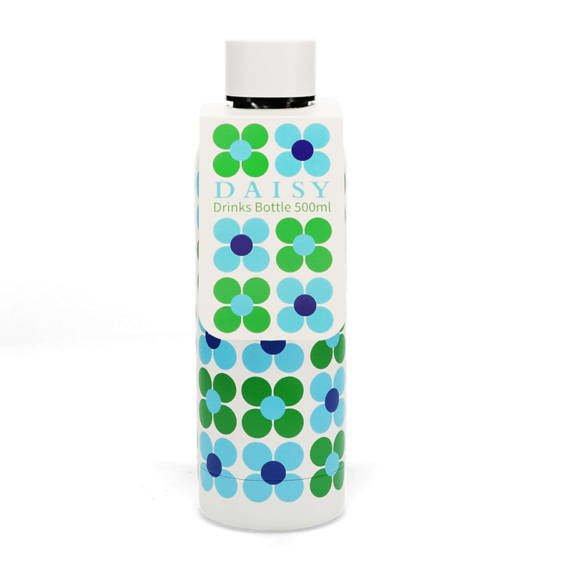 Rex London Water Bottle - Blue And Green Daisy (stainless Steel 500ml)