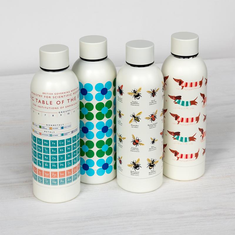 Rex London Water Bottle - Blue And Green Daisy (stainless Steel 500ml)