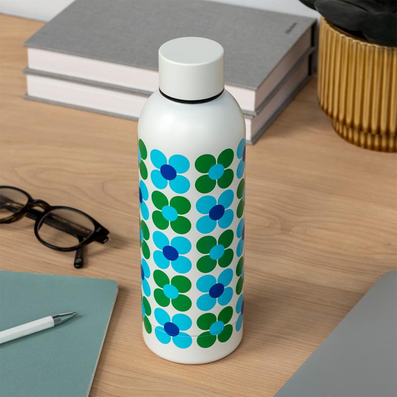 rex london Water bottle - Blue and Green Daisy (stainless steel 500ml)