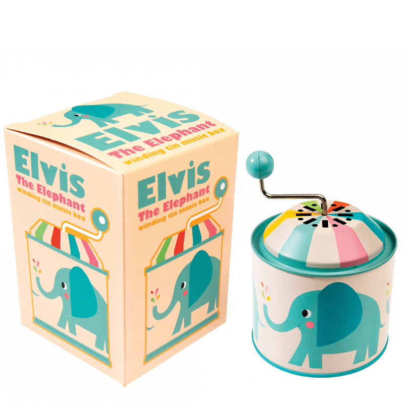 Rex London Winding Tin Music Box - Elvis The Elephant