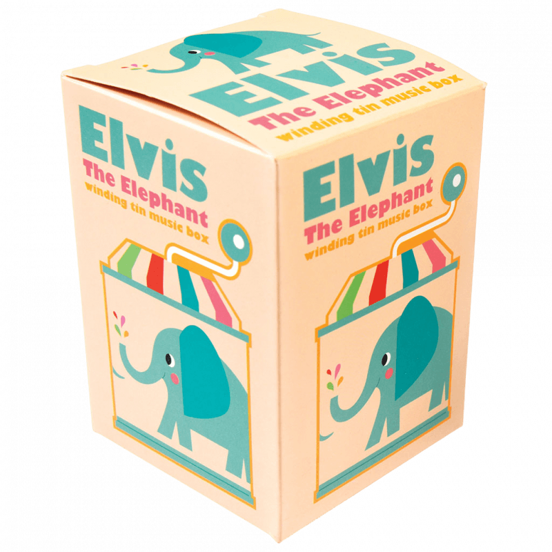 Rex London Winding Tin Music Box - Elvis The Elephant