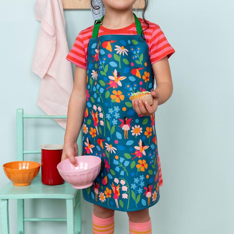 rex london Wipeable cotton children's apron - Fairies in the Garden