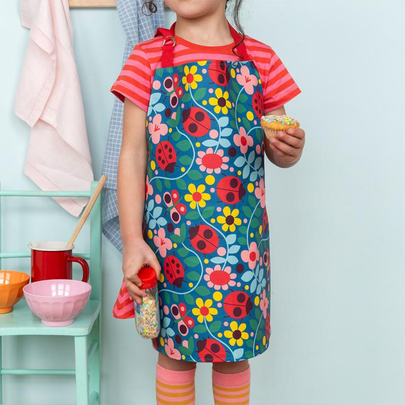 rex london Wipeable cotton children's apron - Ladybird
