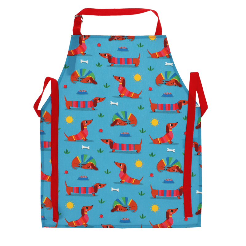 Rex London Wipeable Cotton Children's Apron - Sunny Sausage Dog