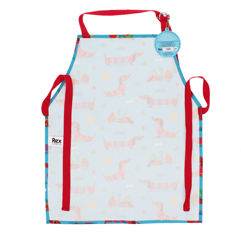 Rex London Wipeable Cotton Children's Apron - Sunny Sausage Dog